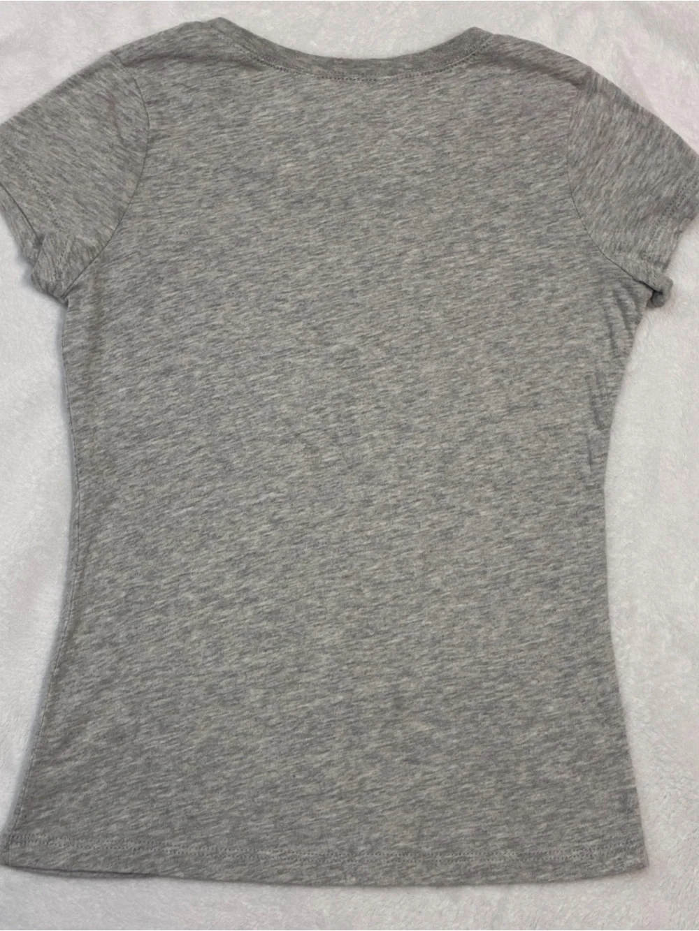 GUESS Gray Short Sleeve Tee with Pink and rhinestone Logo